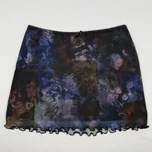 Urban Outfitters Floral Mesh Mini Skirt Fairy Grunge Y2K Whimsygoth Size S